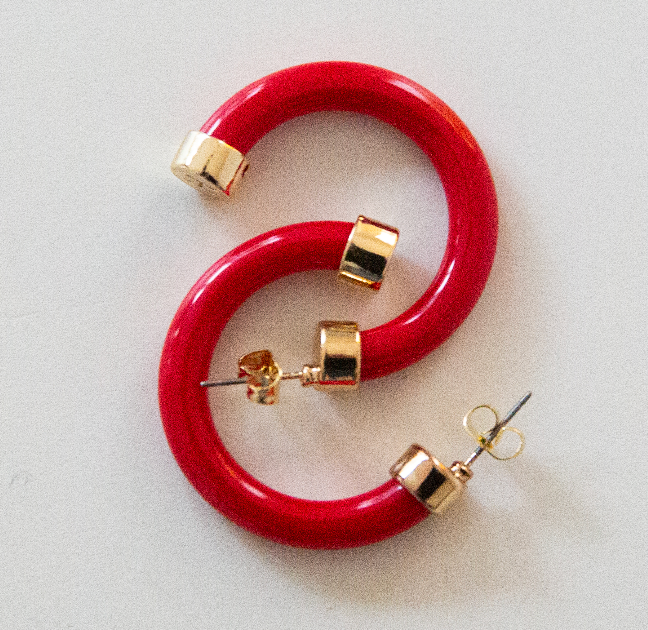 Lightweight Hypoallergenic Small Hoop Earrings - Red