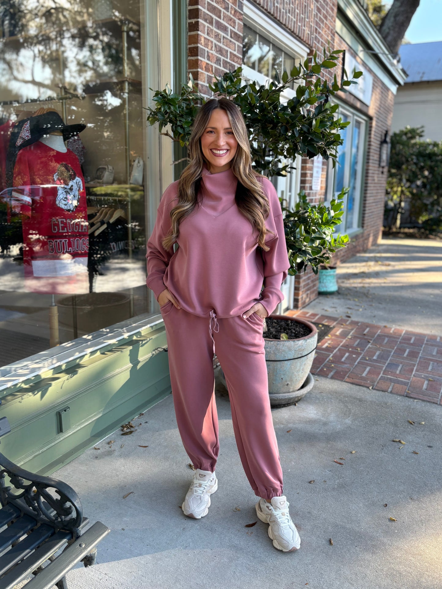 Milly Mock Neck Modal Pullover - Mauve