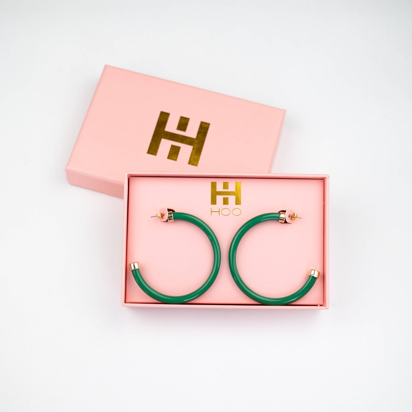 Lightweight Large Hoop Earrings - Kelly Green