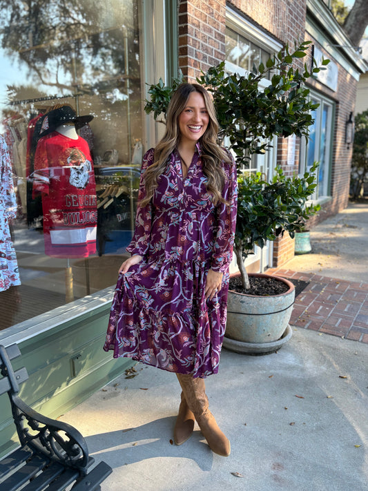 Paisley Plum Dress