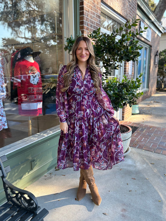 Paisley Plum Dress