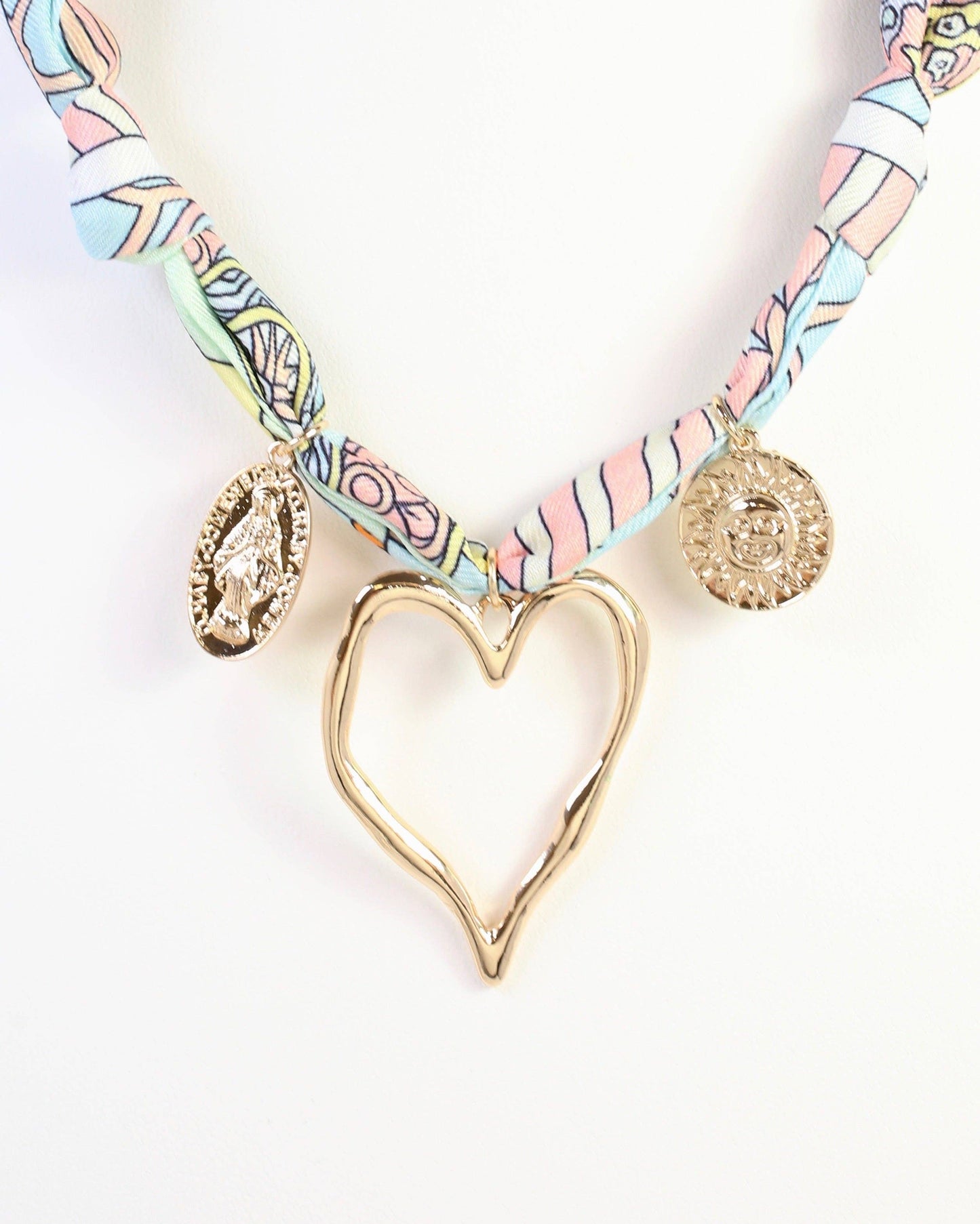 Betty Scarf Charm Necklace - Blue Multi
