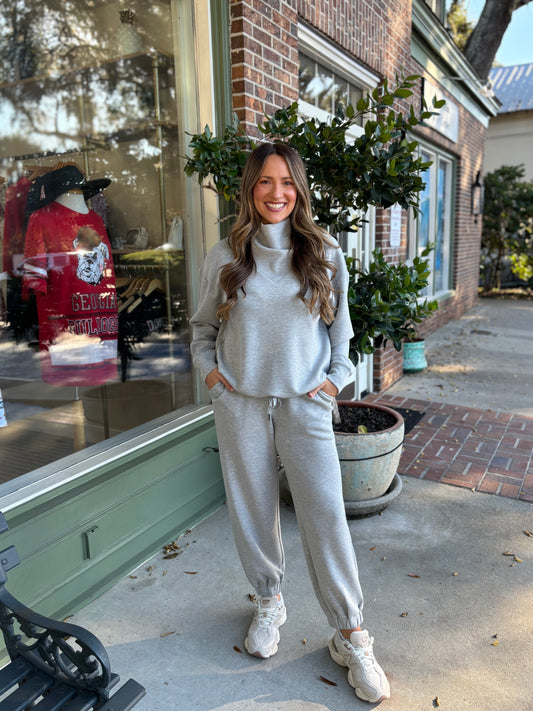 Milly Mock Neck Modal Pullover - Heather Gray