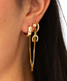 Gold Plated Waterproof Huggies Earrings - 14mm Hoops