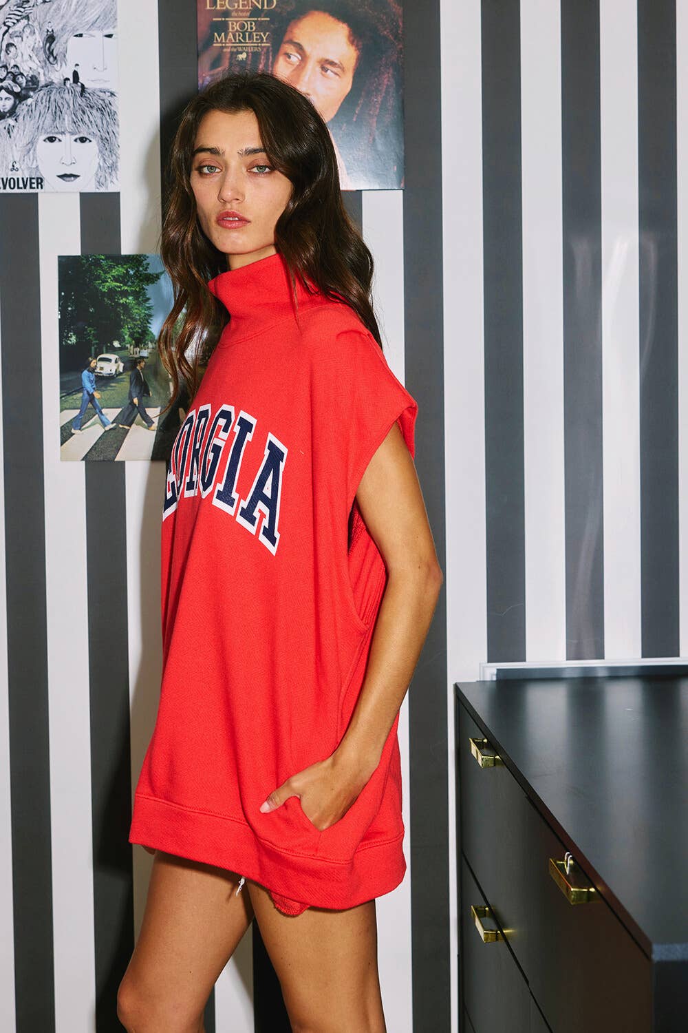 GEORGIA Mock Neck Muscle Sweatshirt
