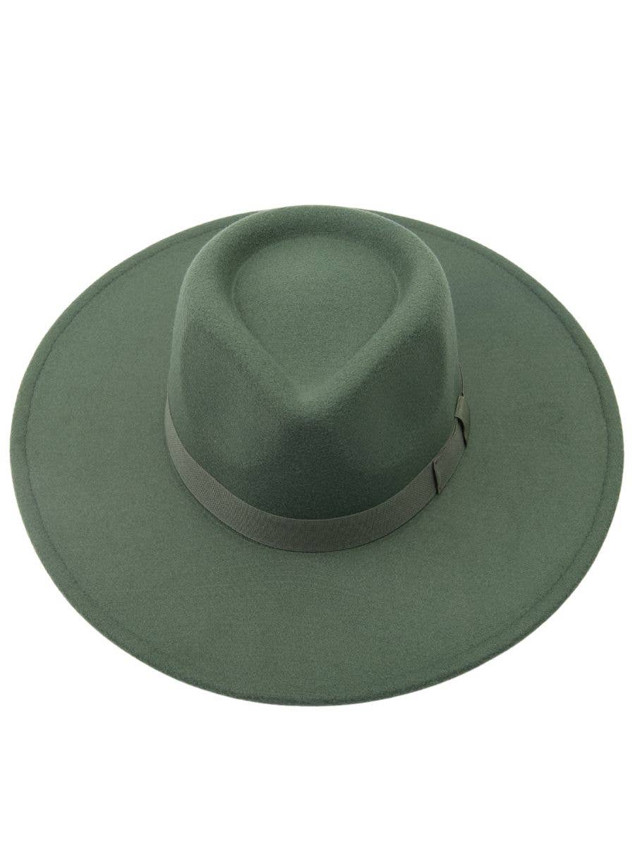Western vegan felt rancher fedora hat in PINE