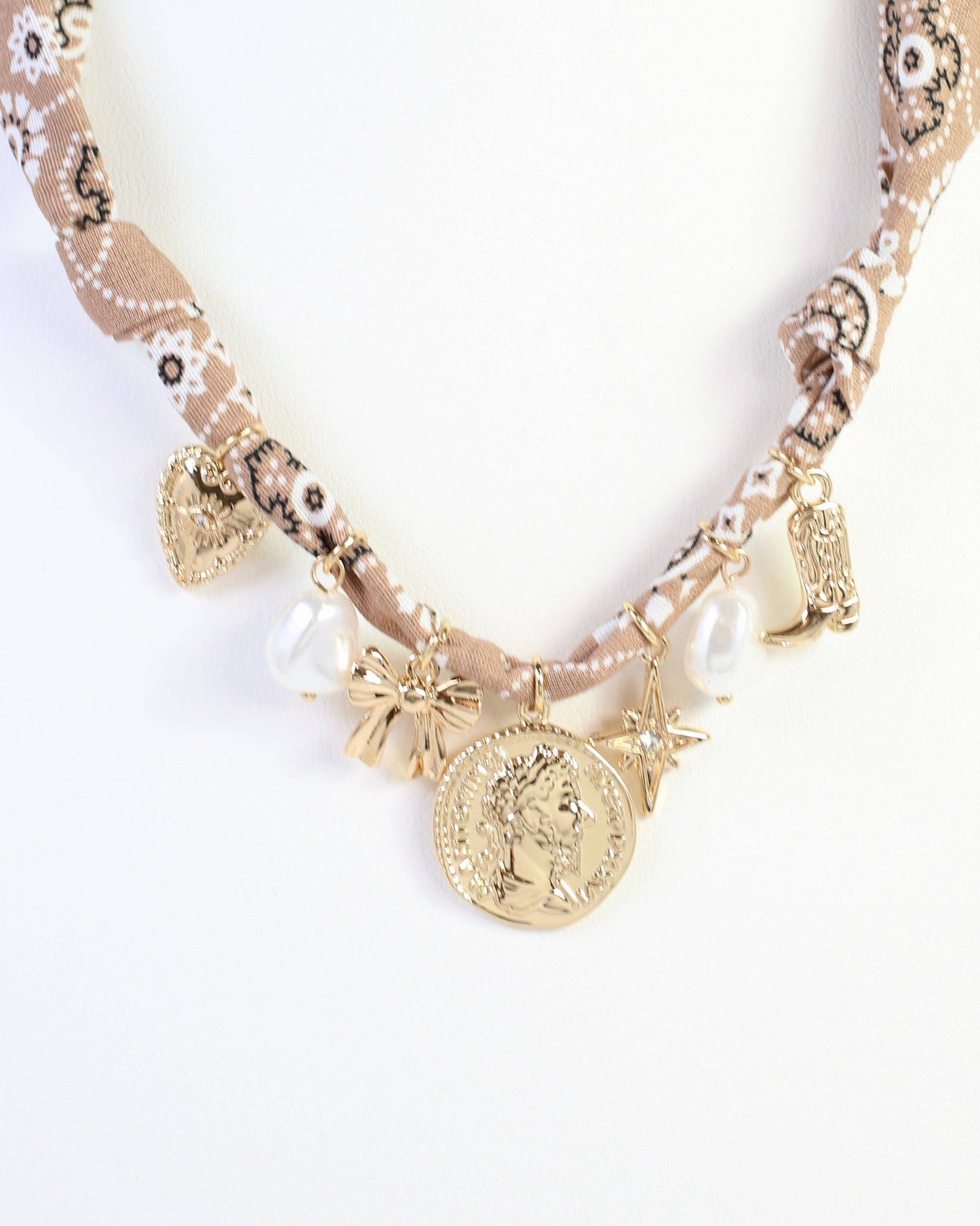 Amy Scarf Charm Necklace - Khaki