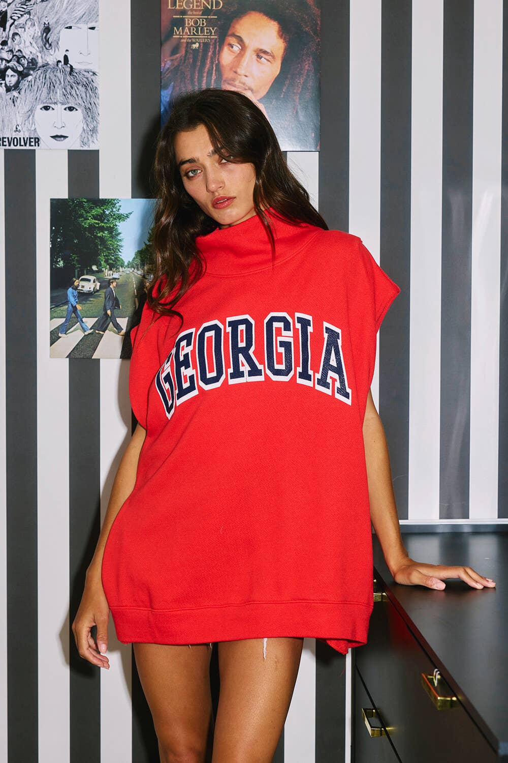 GEORGIA Mock Neck Muscle Sweatshirt