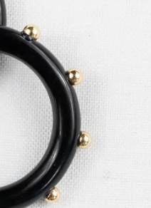 Small Acrylic Hoop Earrings - Black with Gold
