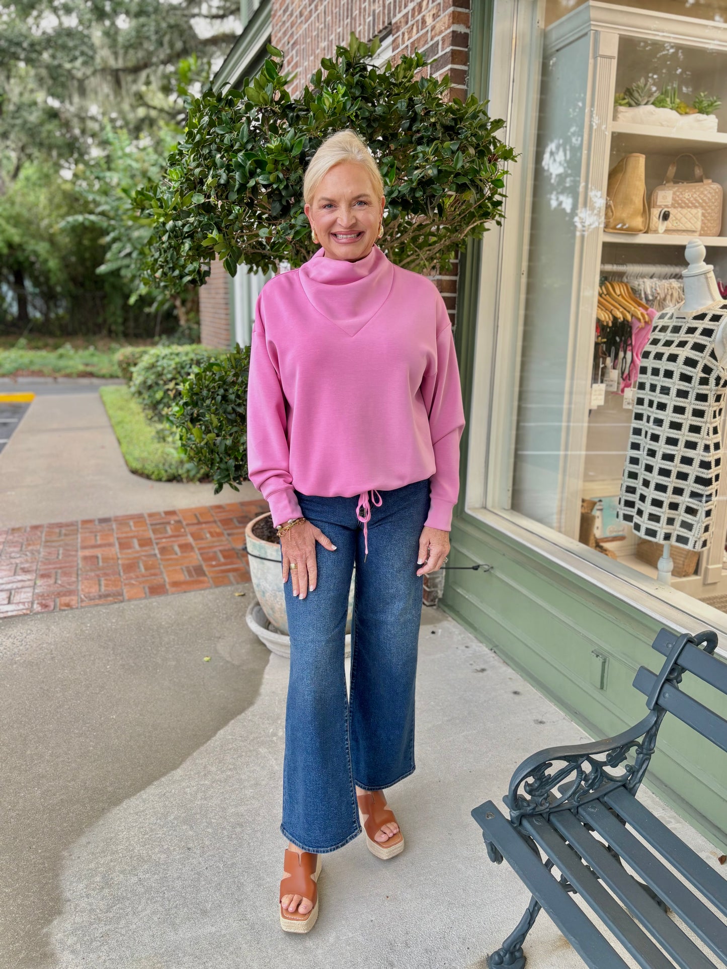 Milly Mock Neck Modal Pullover - Prism Pink