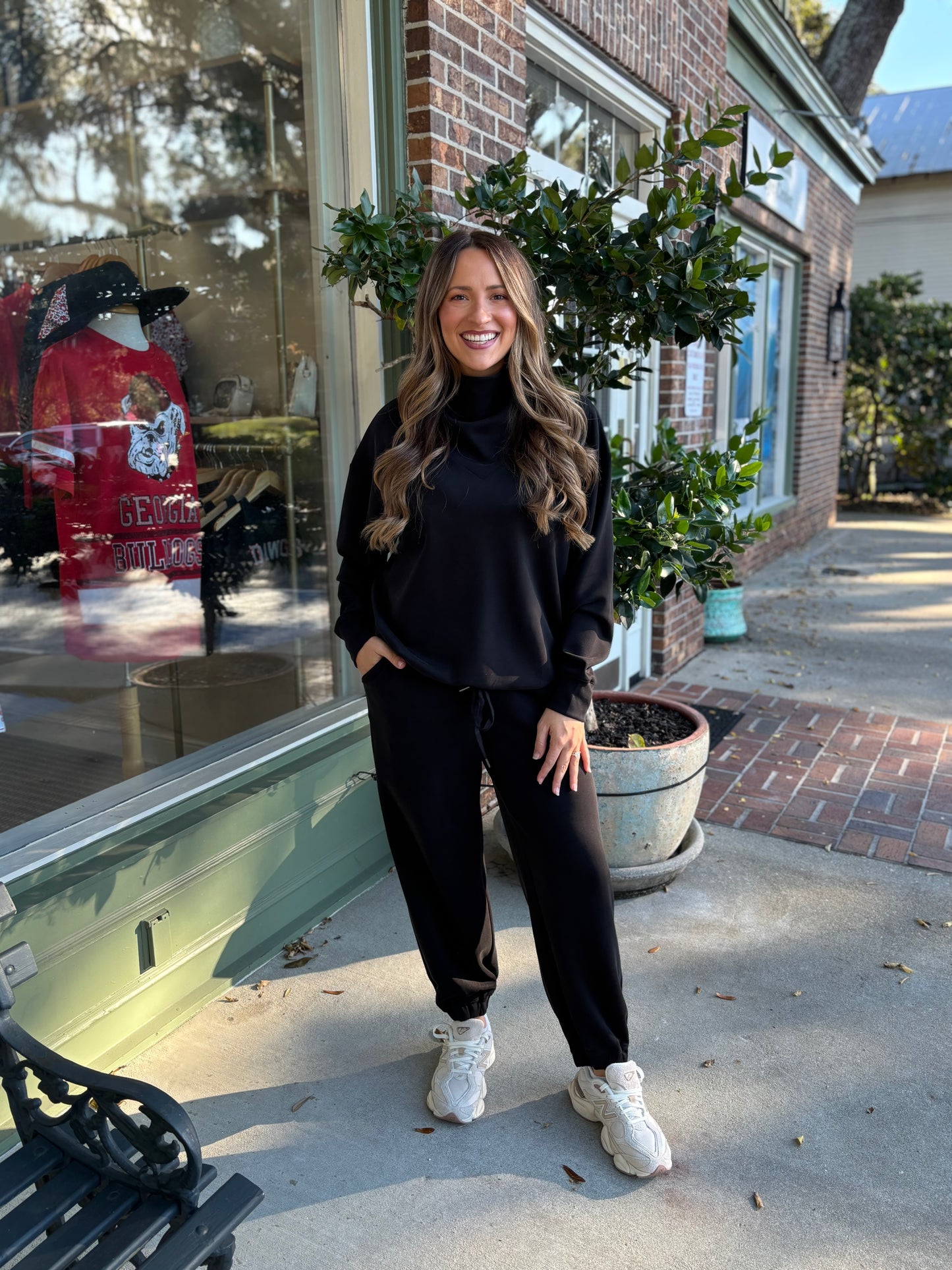 Milly Mock Neck Modal Pullover - Black
