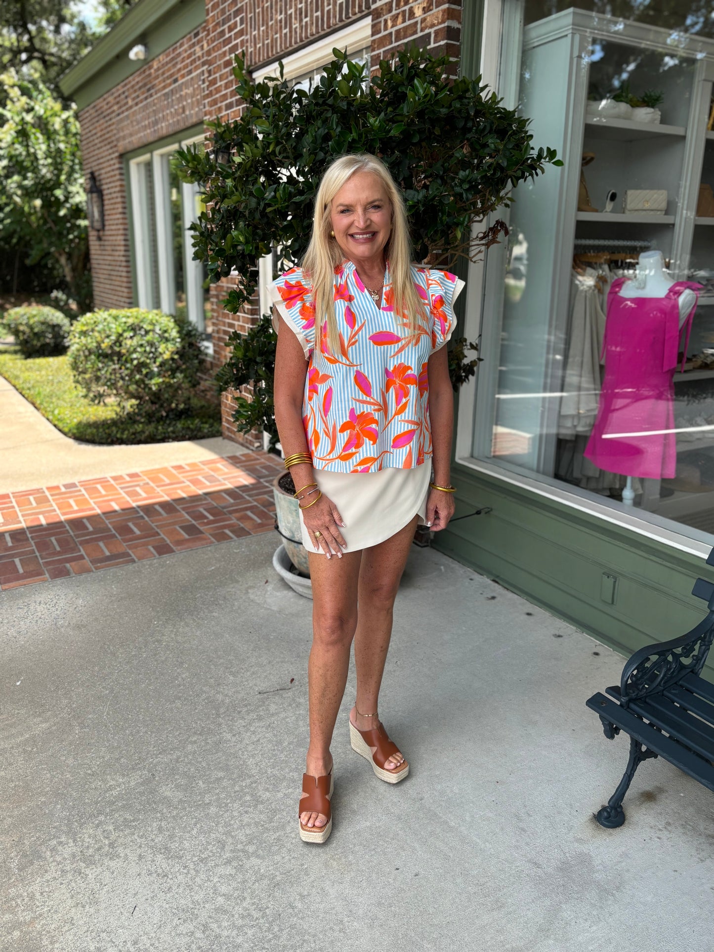 Blooms Flutter Sleeve Top
