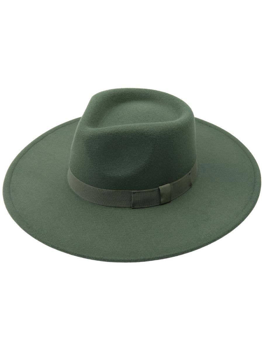 Western vegan felt rancher fedora hat in PINE