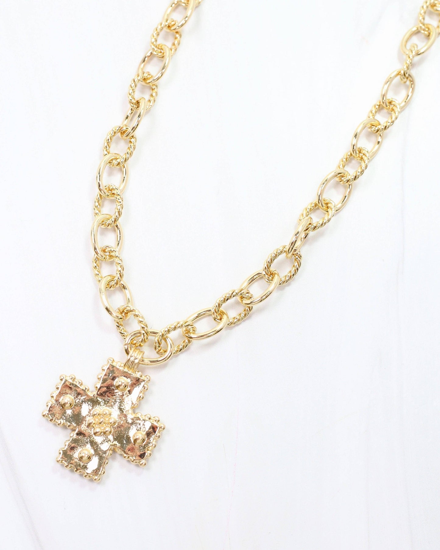 Murray Cross Charm Necklace - Gold
