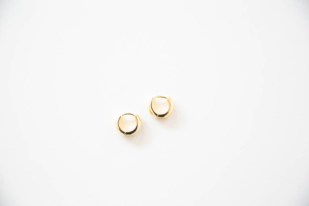 Gold Plated Waterproof Huggies Earrings - 14mm Hoops