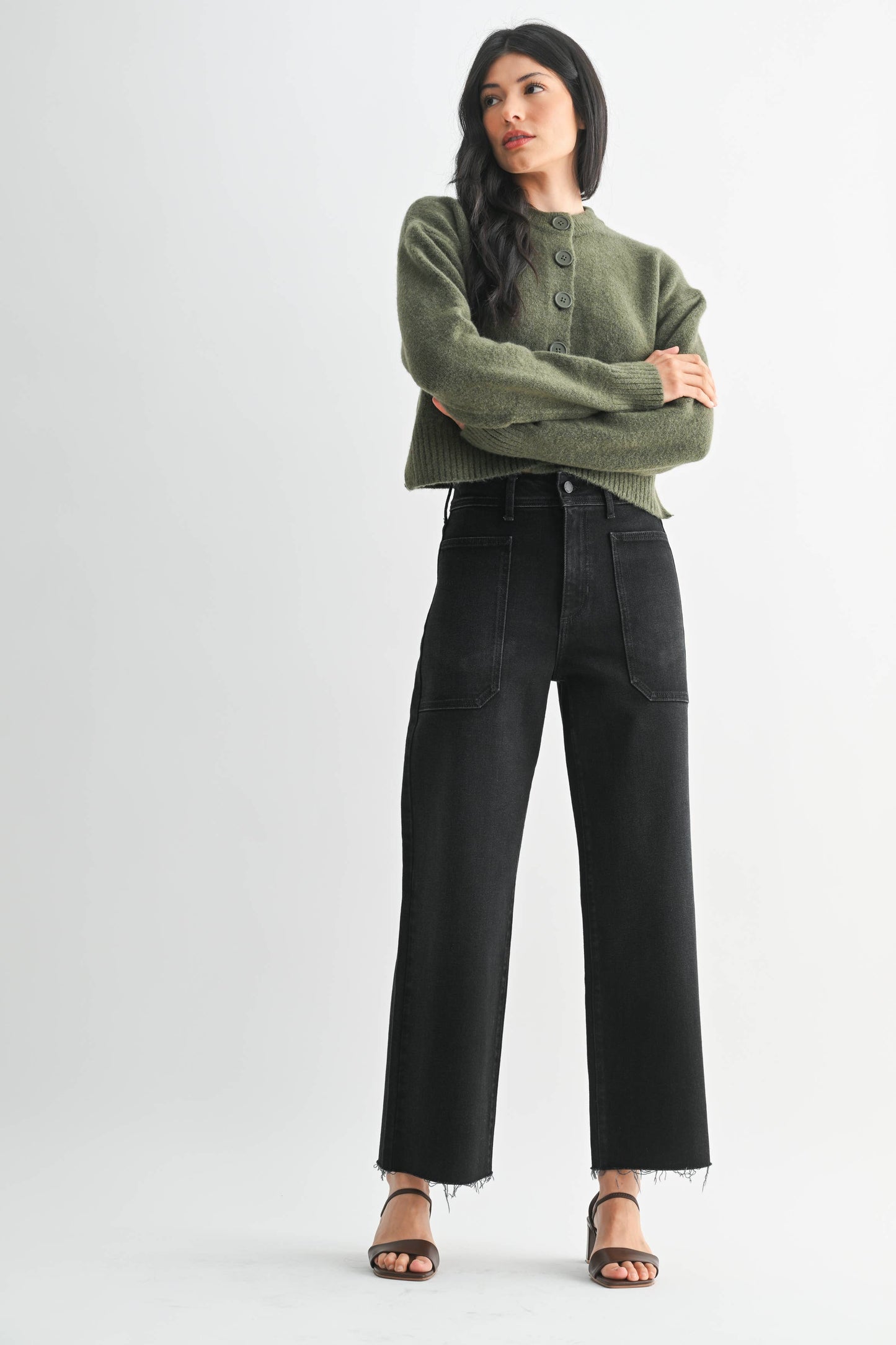 High Rise Utility Wide Leg Jeans