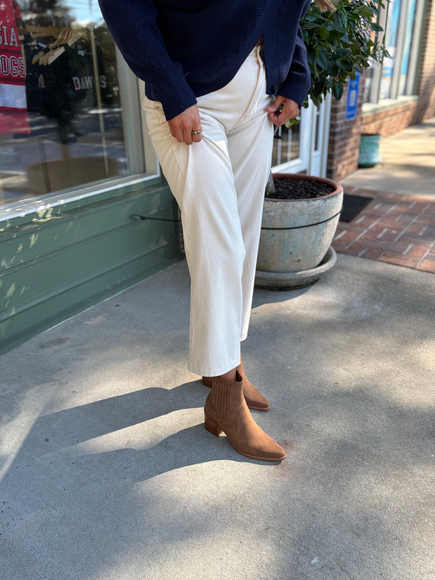 Split Front Sweater - Navy