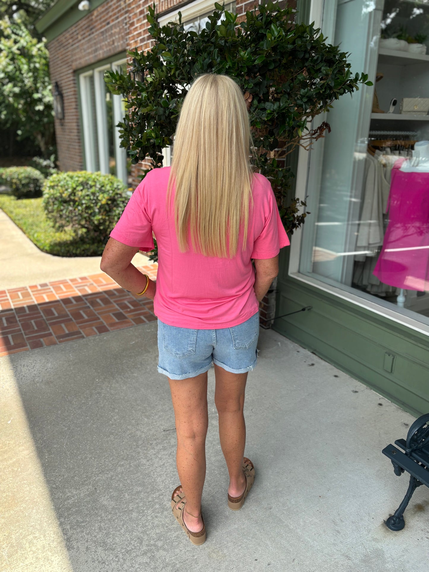 Simple Pocket Tee - Taffy Pink