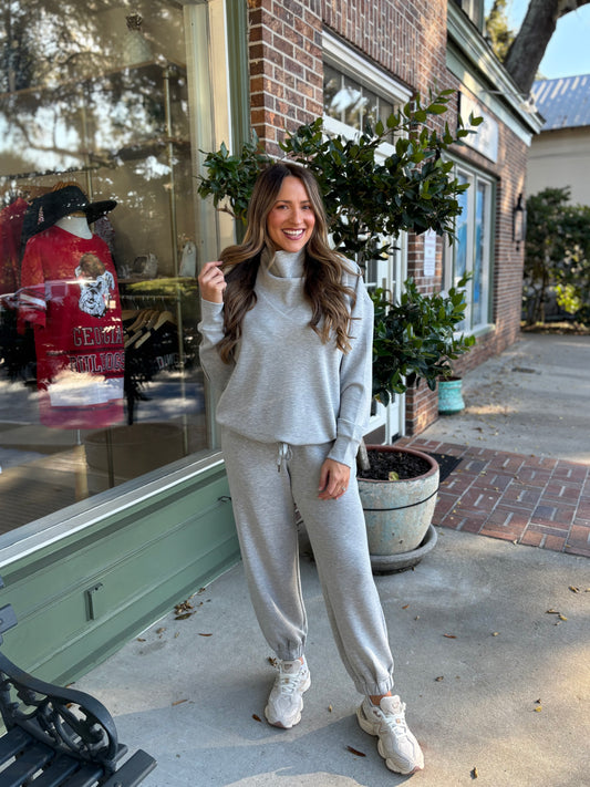Milly Mock Neck Modal Pullover - Heather Gray