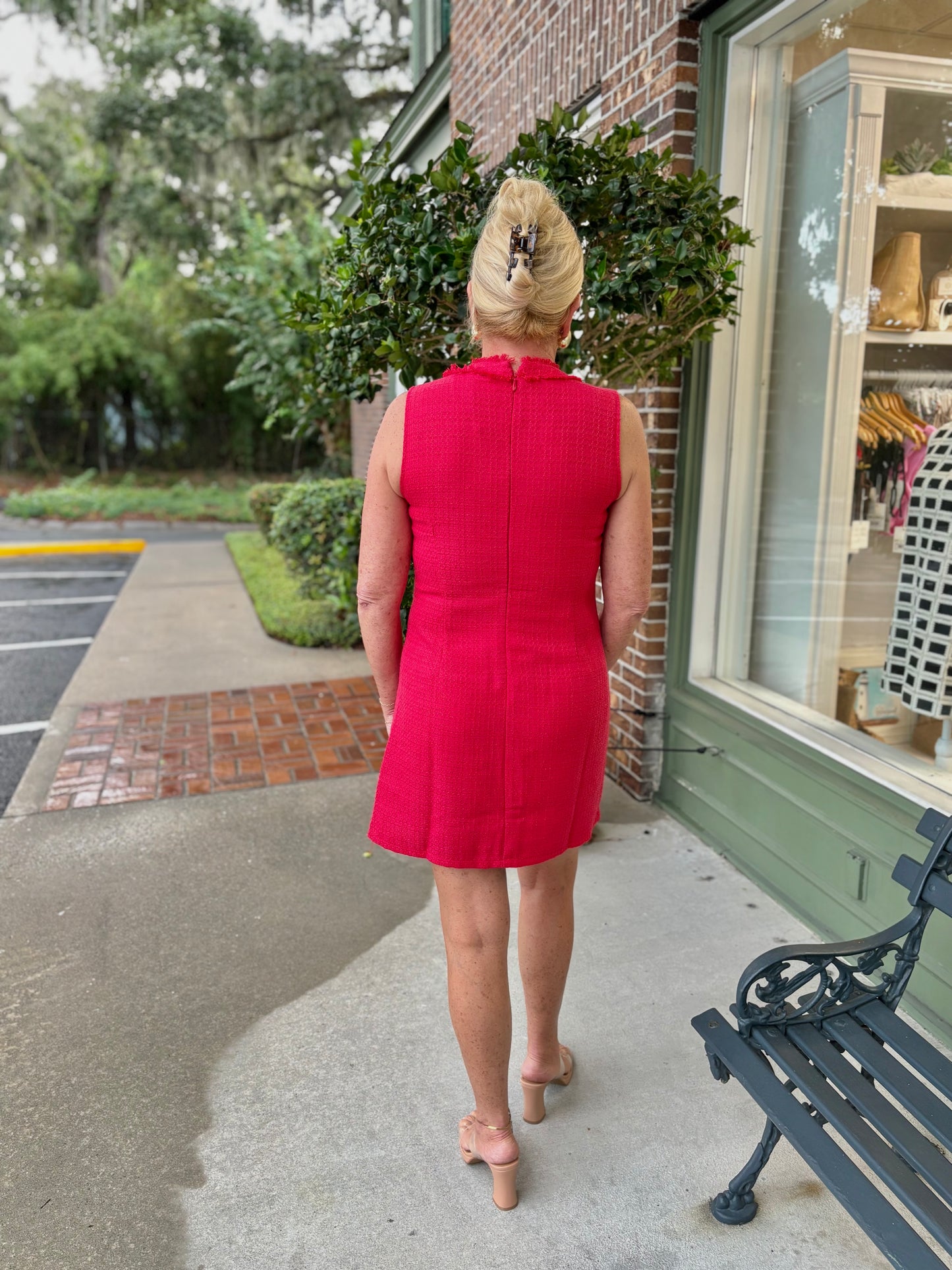 Happy Everything Tweed Dress - Red