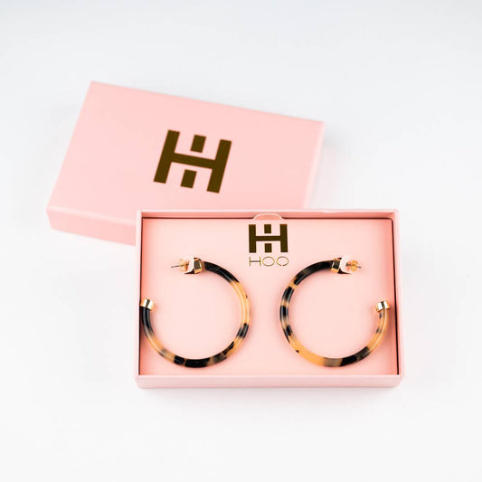 Lightweight Large Hoop Earrings - Tortoise Shell