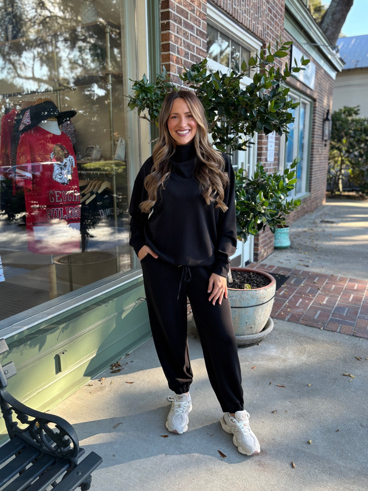 Milly Mock Neck Modal Pullover - Black