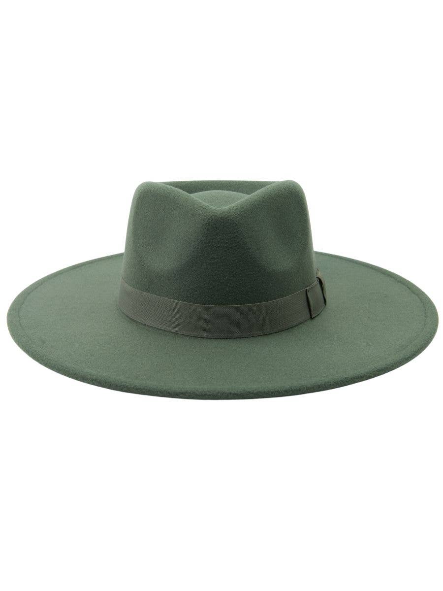 Western vegan felt rancher fedora hat in PINE