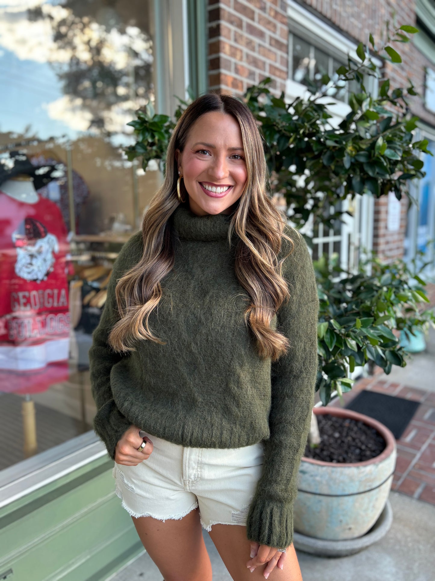 Chunky Cable Knit Sweater - Olive