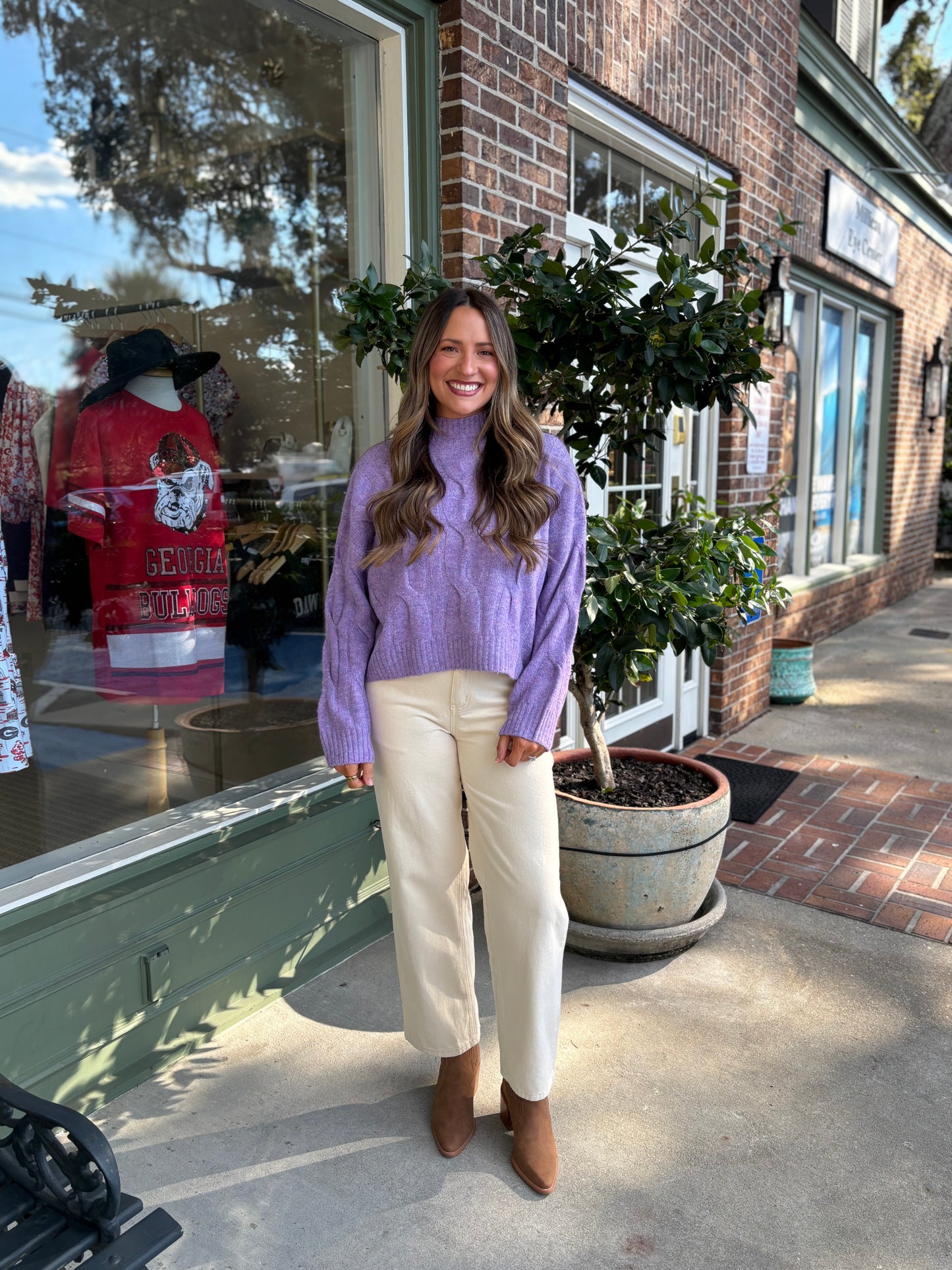 Callie Cable Knit Sweater - Lilac