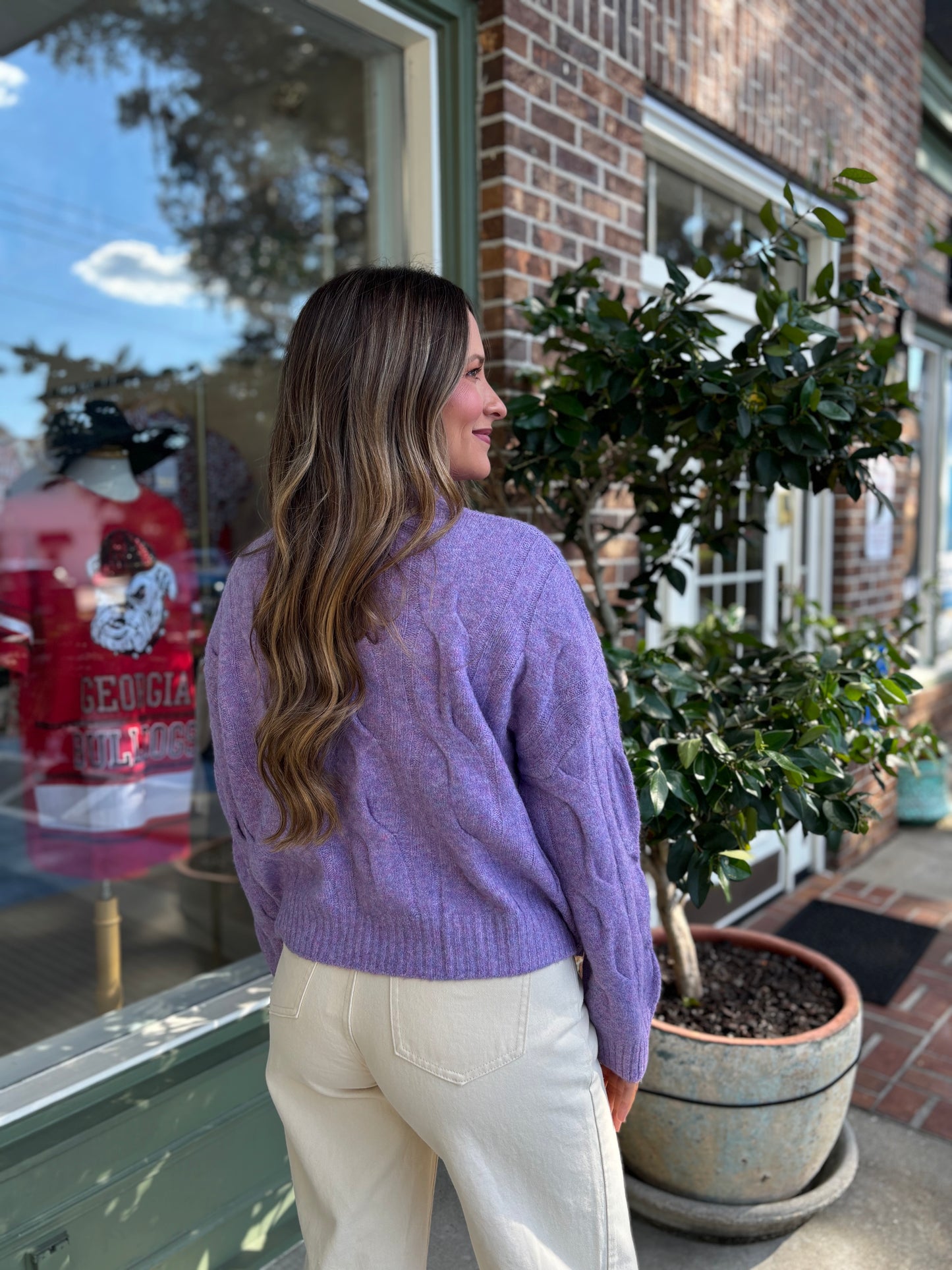 Callie Cable Knit Sweater - Lilac