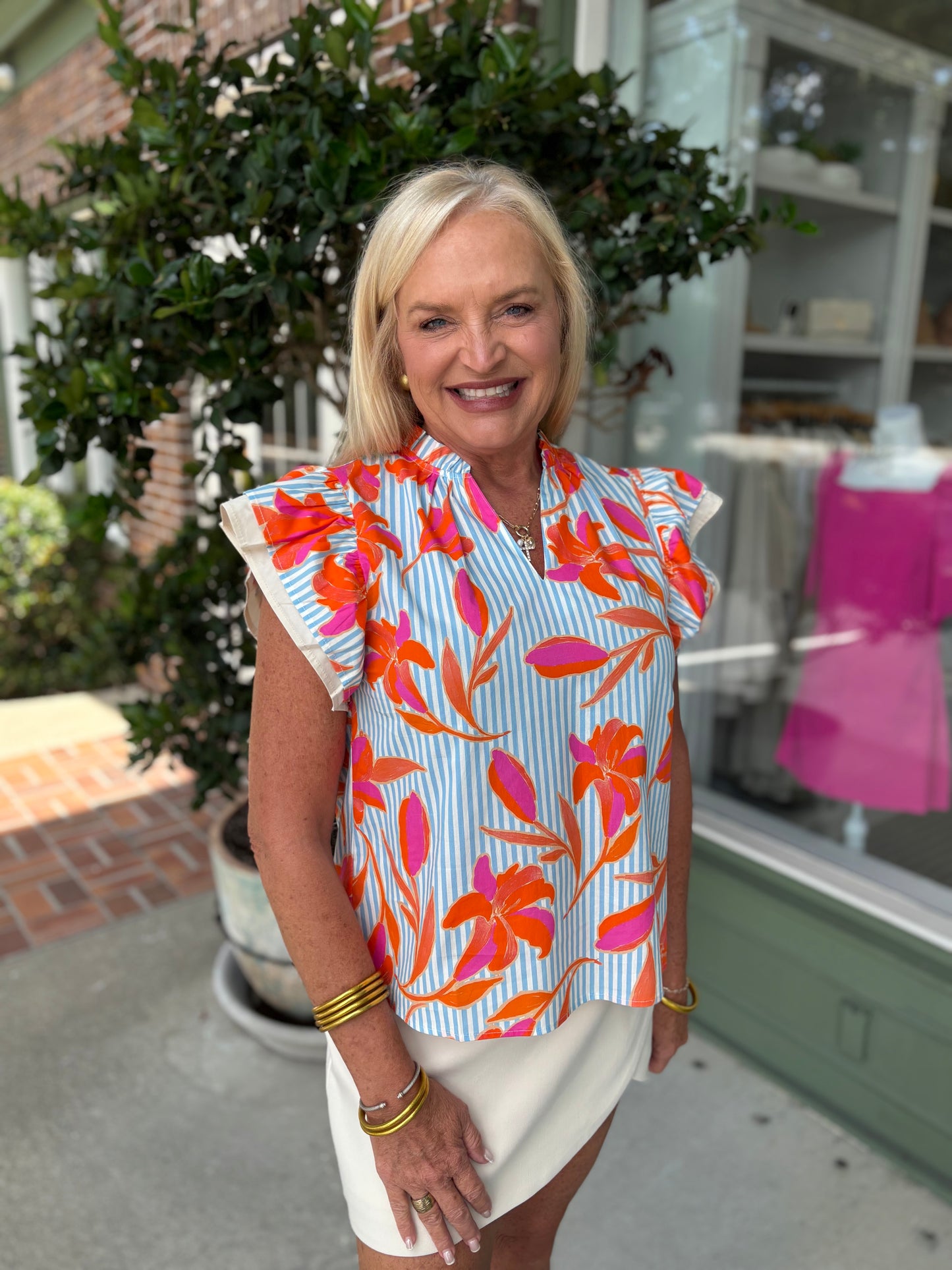 Blooms Flutter Sleeve Top