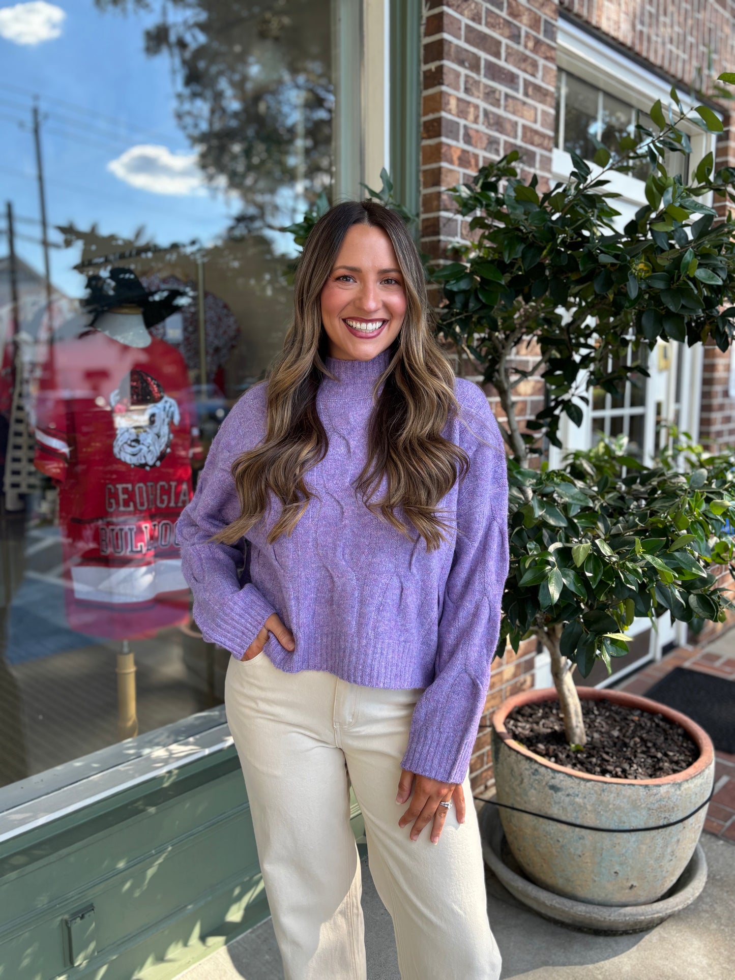 Callie Cable Knit Sweater - Lilac