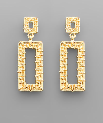 Double Rectagle Textured Earrings
