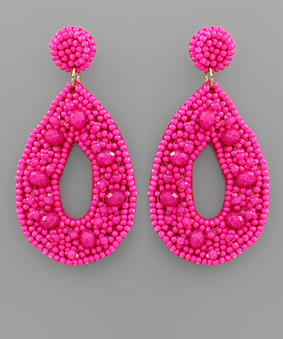 Glass & Seed Bead Teardrop Earrings
