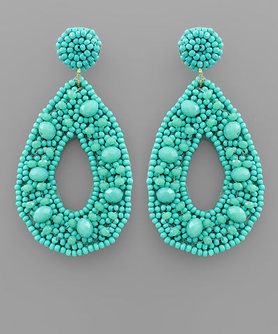 Glass & Seed Bead Teardrop Earrings