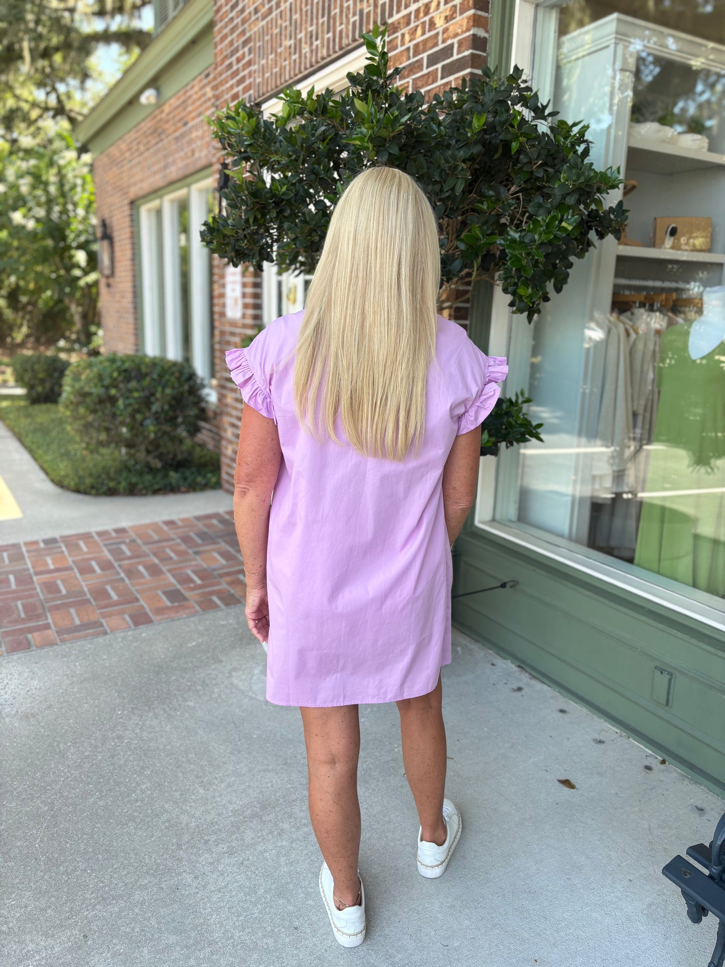 Gathered Shirt Dress - Lilac