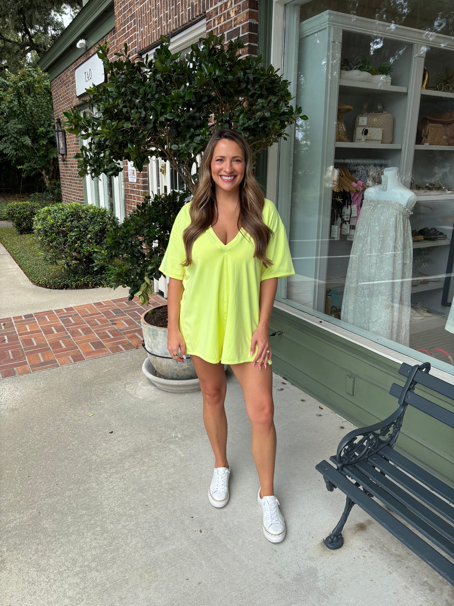 Free People - Hot Shot Tee Romper -Sour Citrus