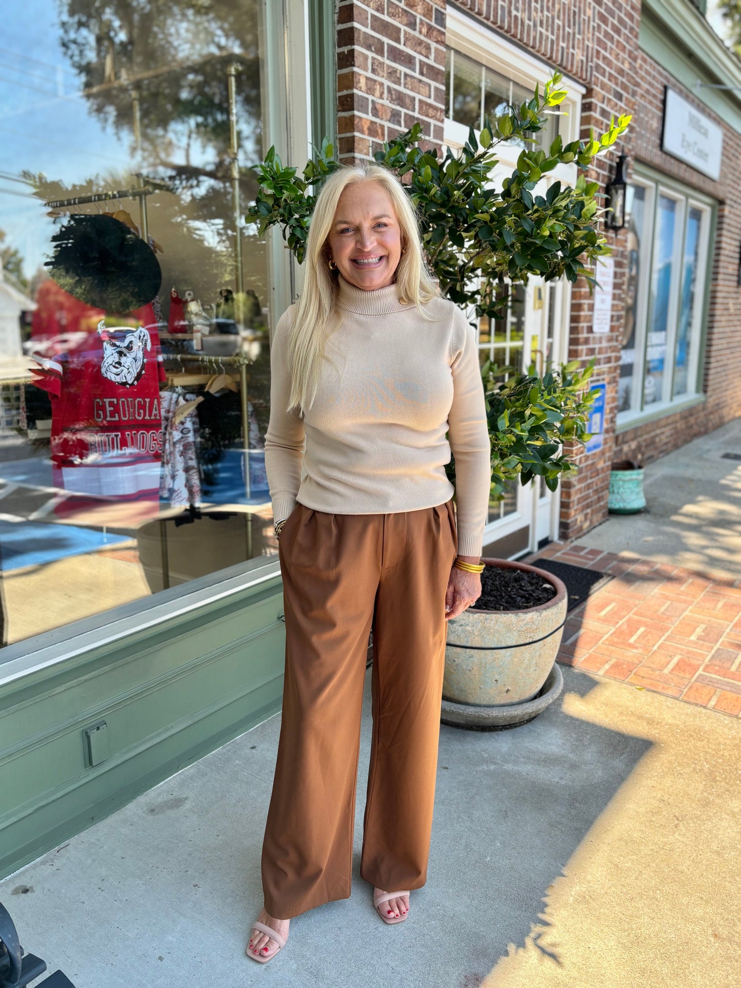 Turned Turtleneck Sweater - Beige