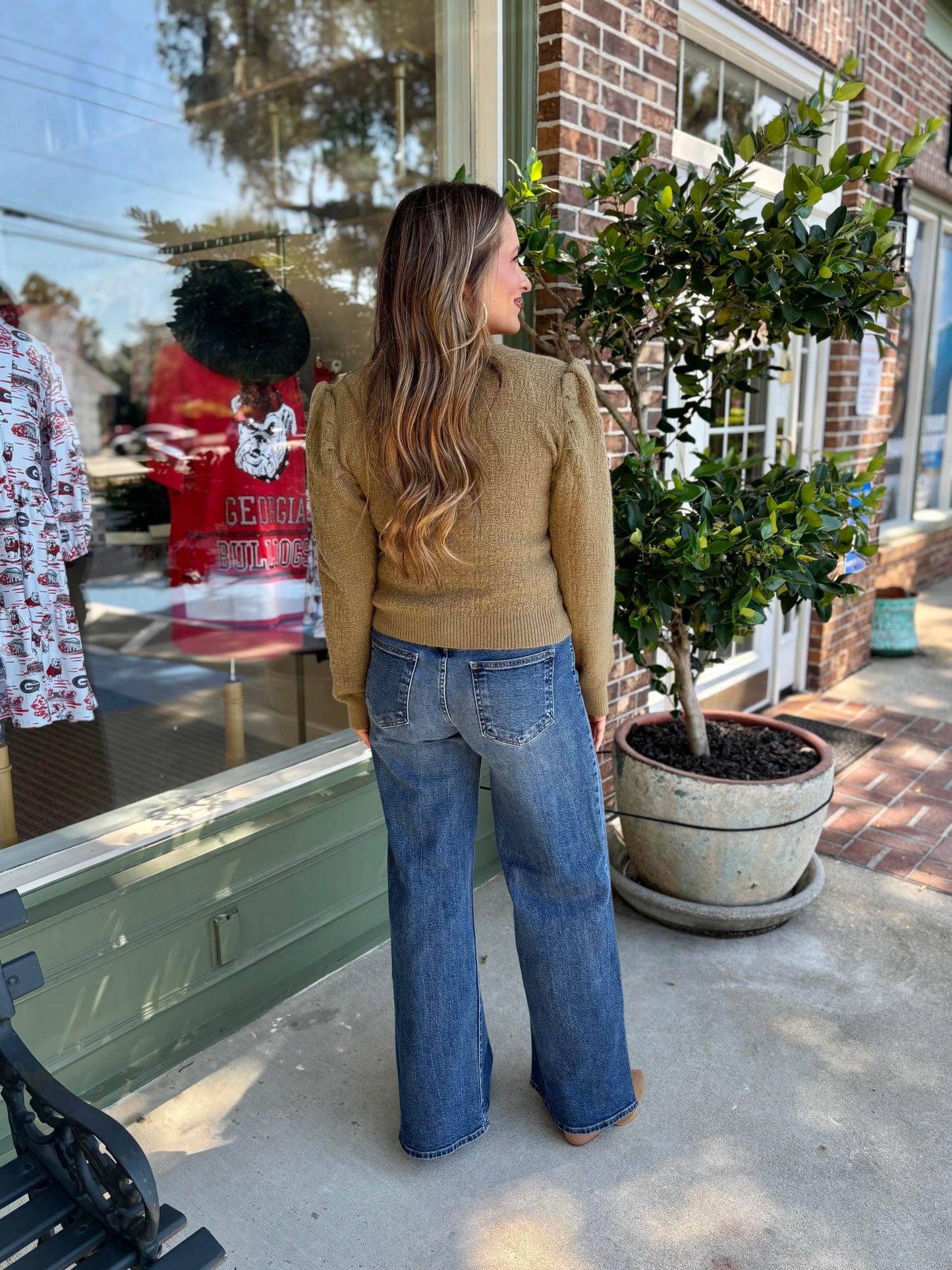 Presley Puff Sleeve Sweater - Olive
