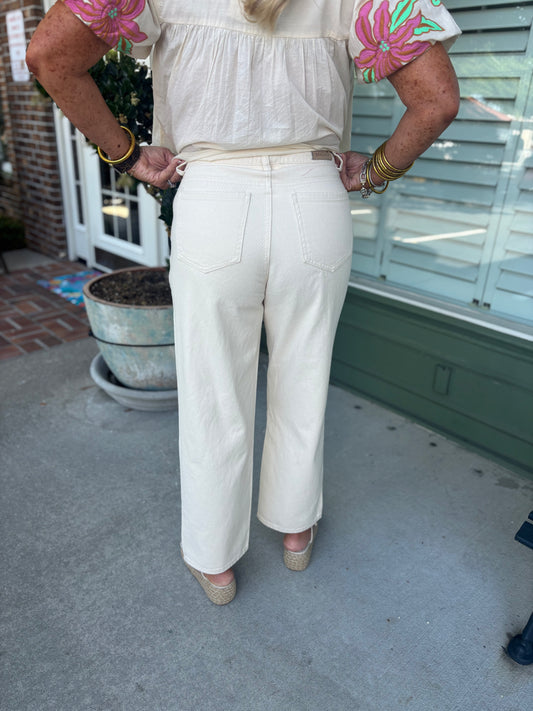 Relaxed Straight Pants - Cream