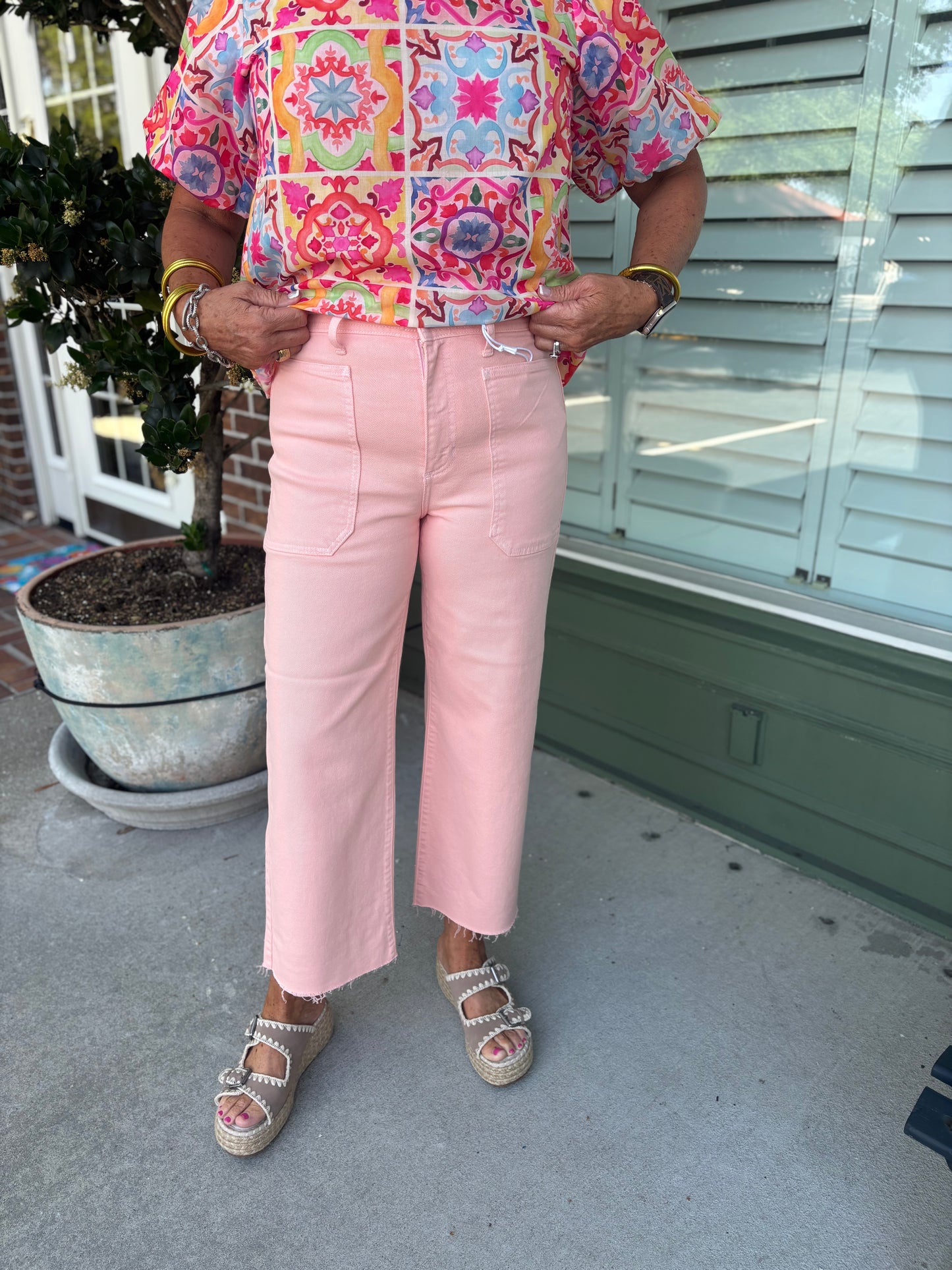 Perfectly Peach Cropped Denim