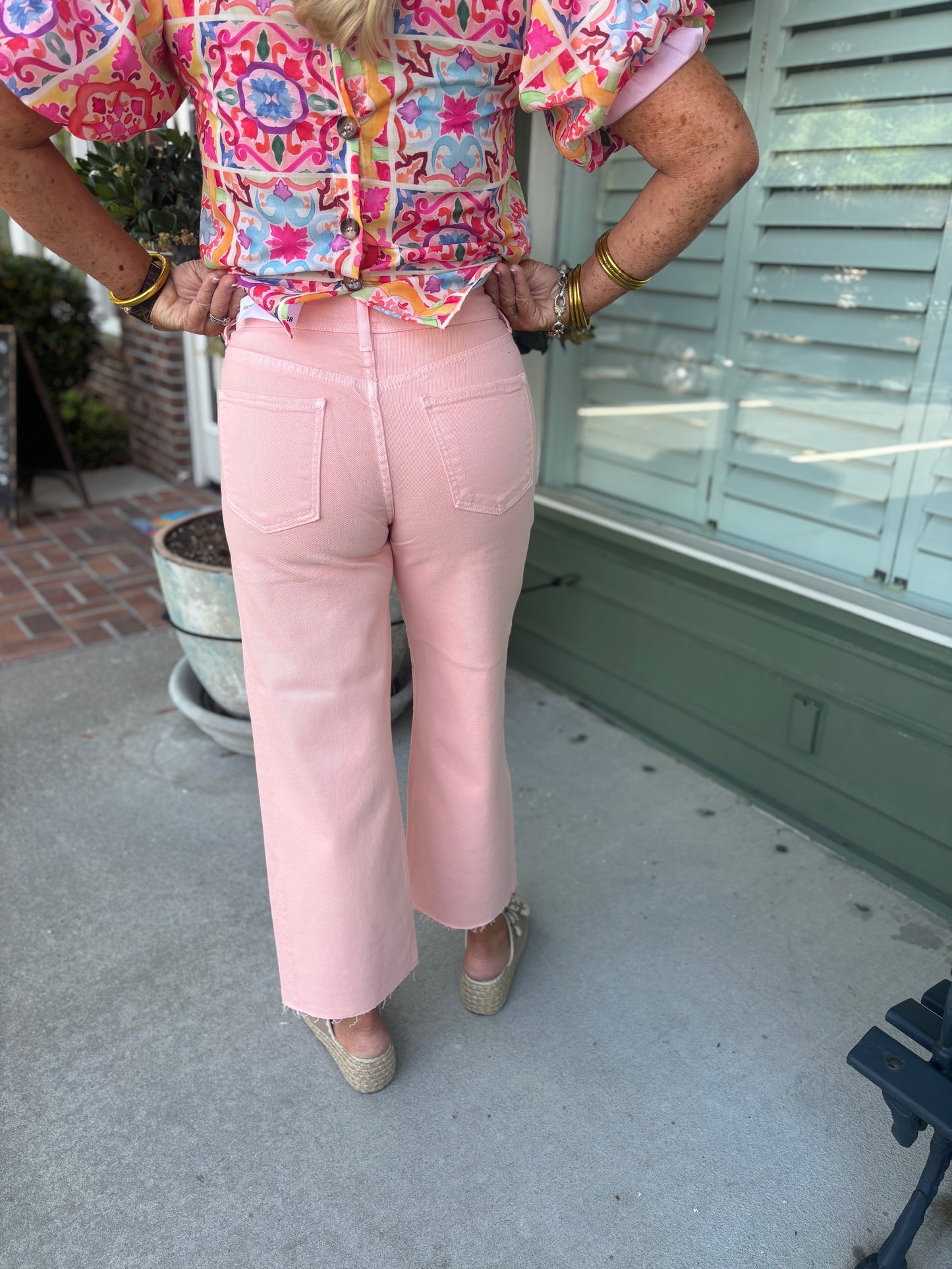 Perfectly Peach Cropped Denim