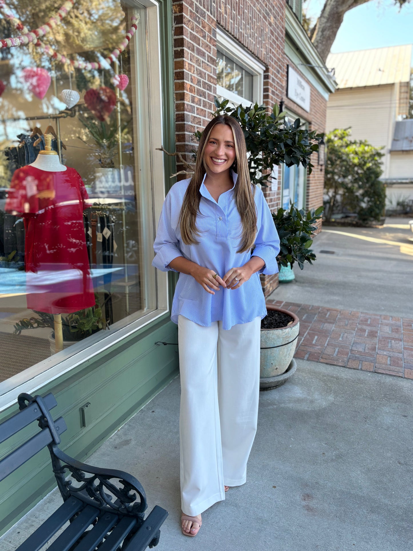 Classic Stand Neck Top - Blue