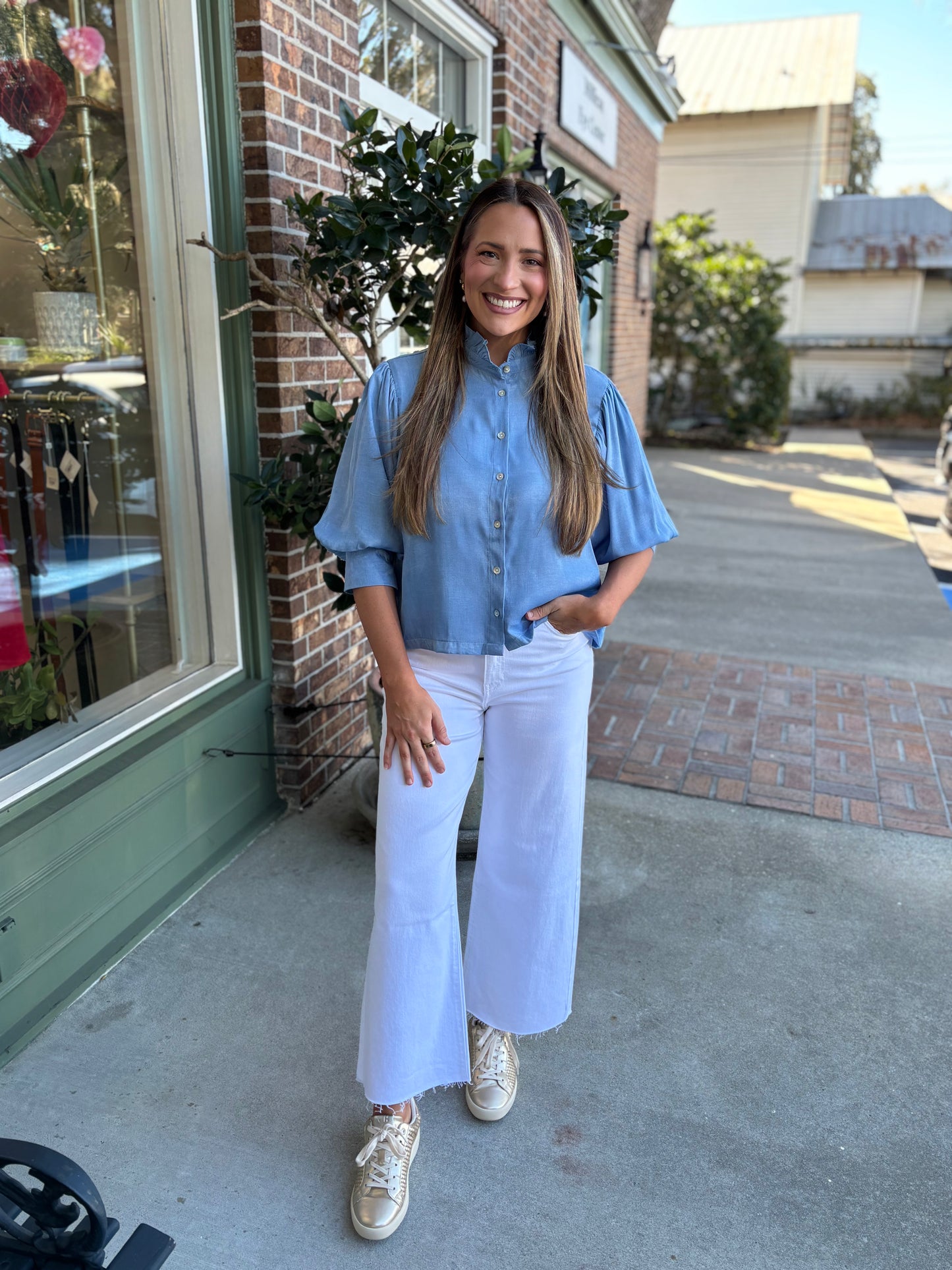 Scissor Cut Cropped Denim - White