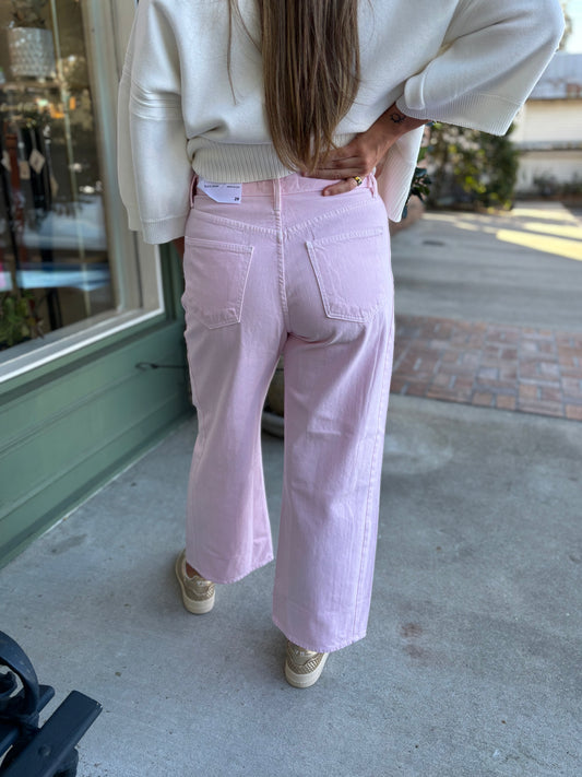 Barrel Wide Leg Jeans - Baby Pink