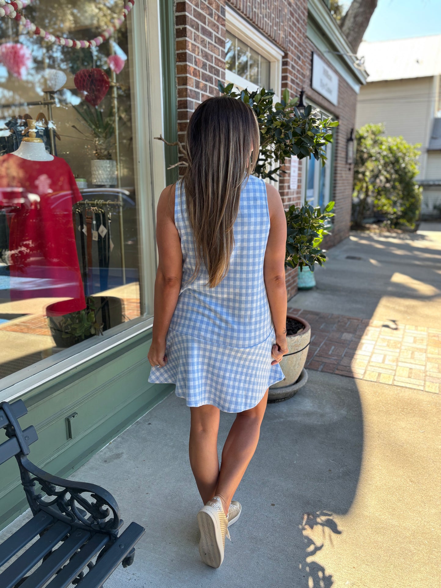 Gingham Knit Tennis Dress - Blue Gingham