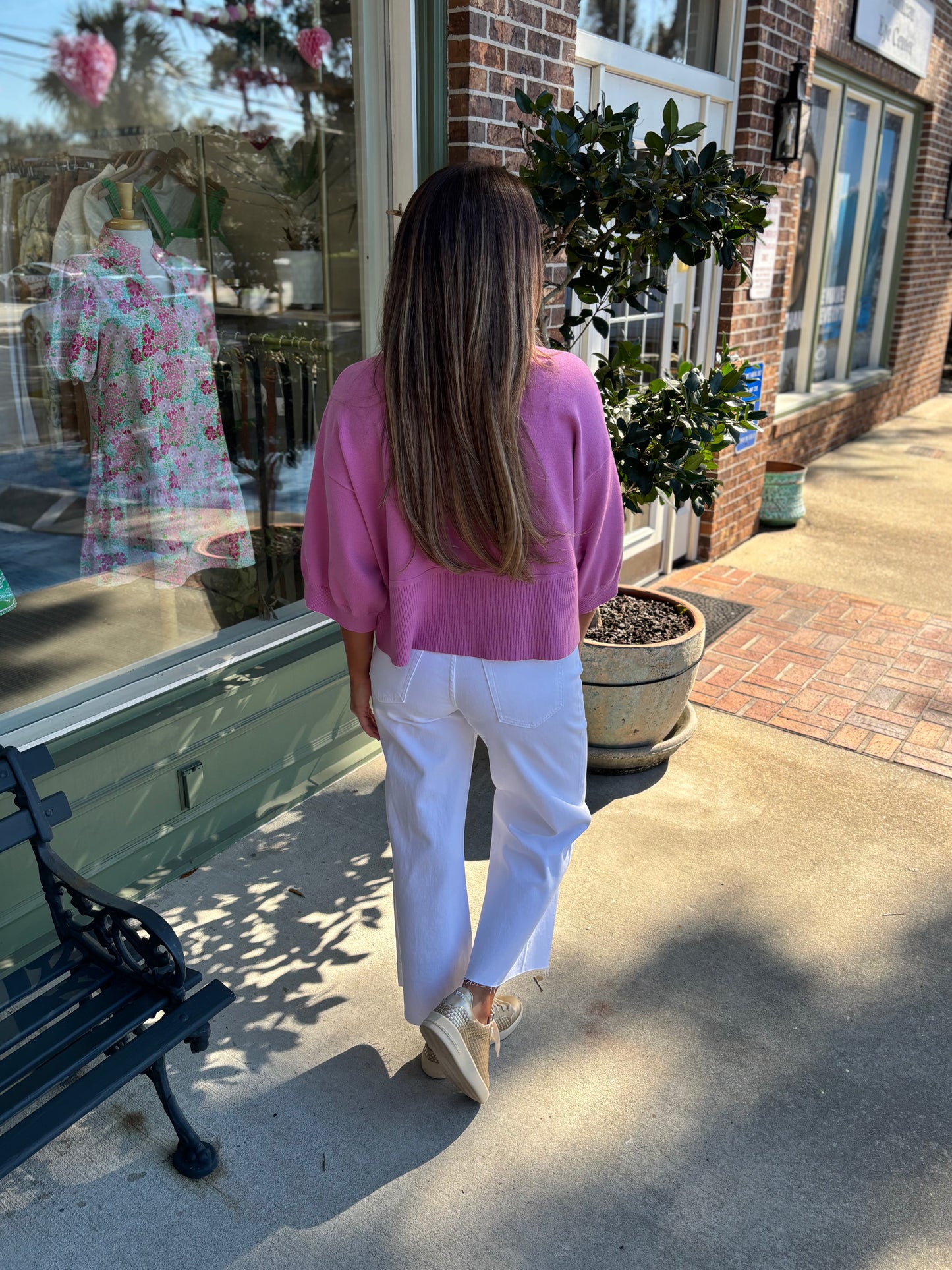 lightweight magenta sweater with collar detail kj clothier