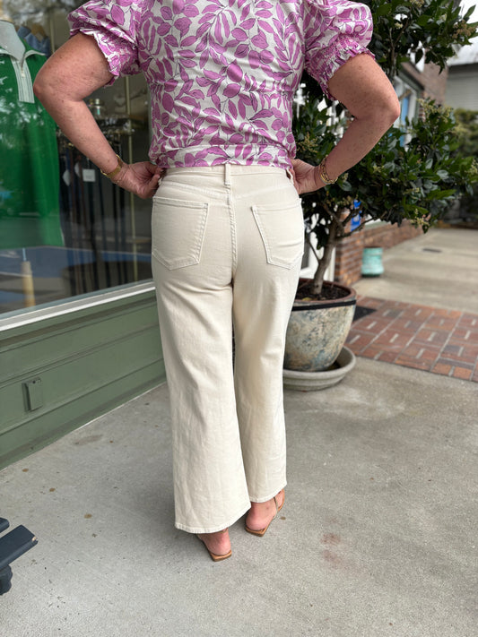 Cargo Pocket Wide Leg Denim - Almond