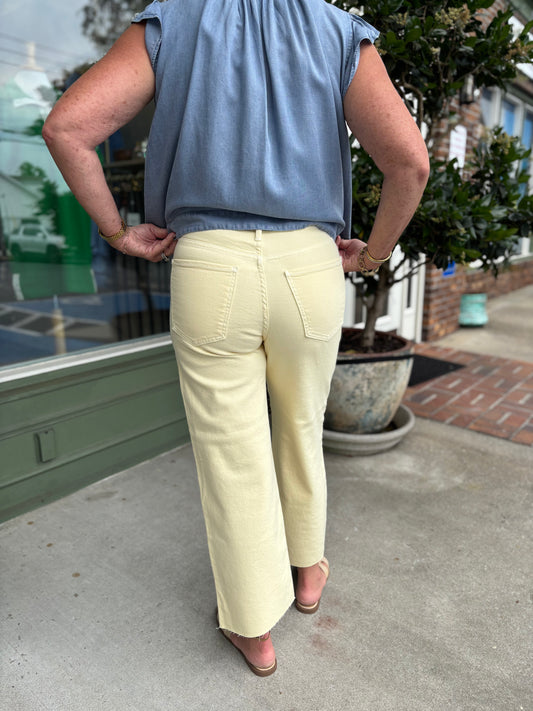 Utility Wide Leg Denim - Butter Yellow
