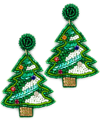 Oh Christmas Tree Earrings - Green